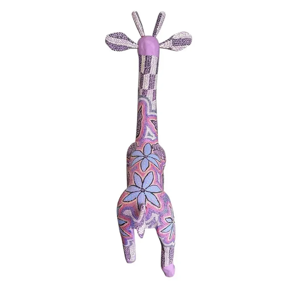 Oaxacan Wood Carved Giraffe Alebrije Mexican Folk Art Signed Mireya Sosa Purple